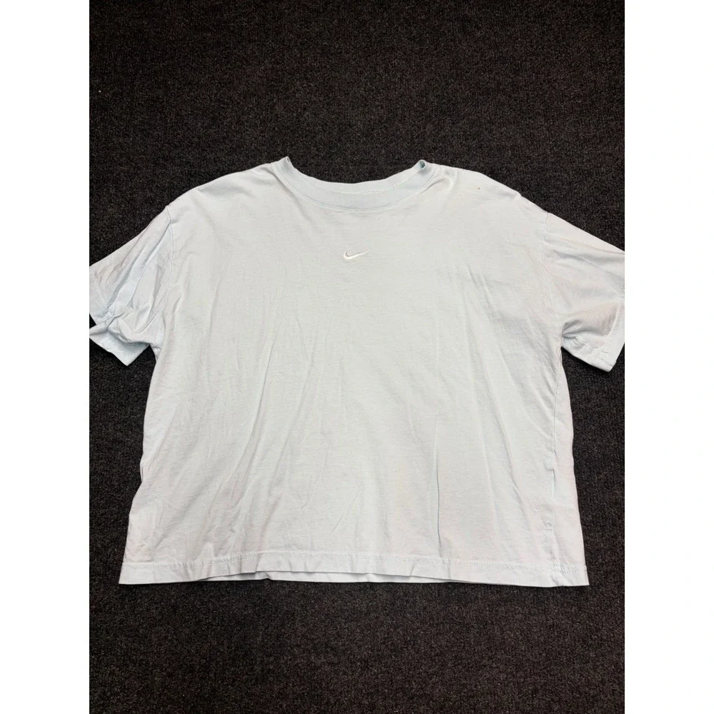 Nike Girls Loose Fit Light Blue Swoosh Logo T-Shirt XL Kids